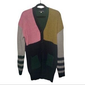 AlexaChung Nora Colorblock Knit Cardigan Small
